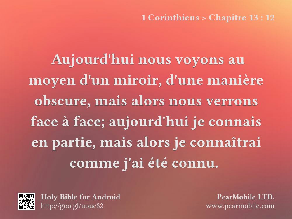 1 Corinthiens, Chapitre 13:12